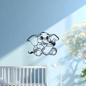 Cartoon baby Elefant - Veggkunst